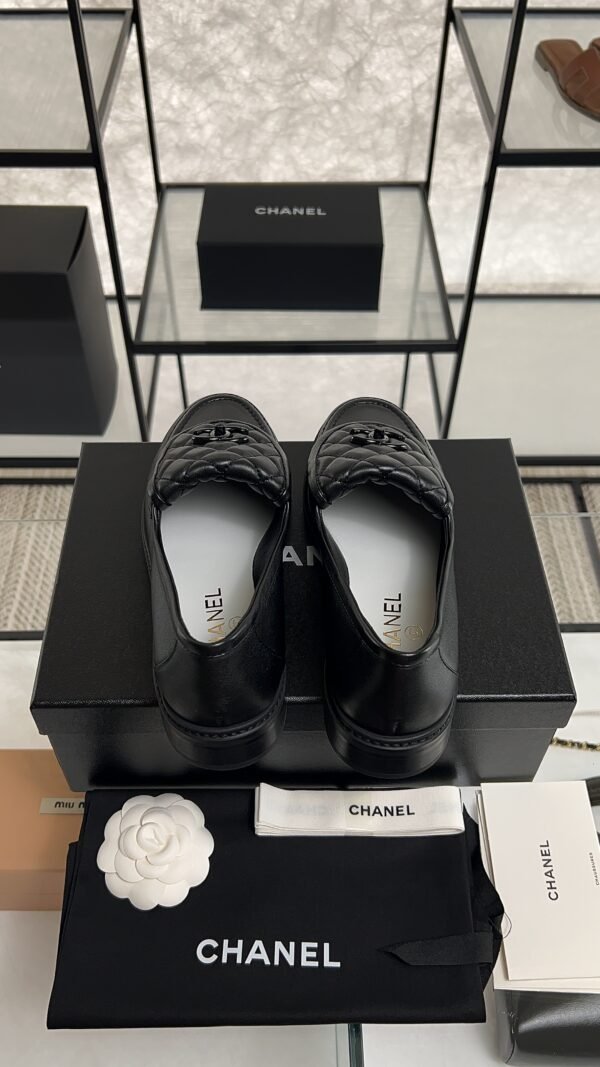 Chanel Lambskin Quilted CC Turnlock Loafers Black