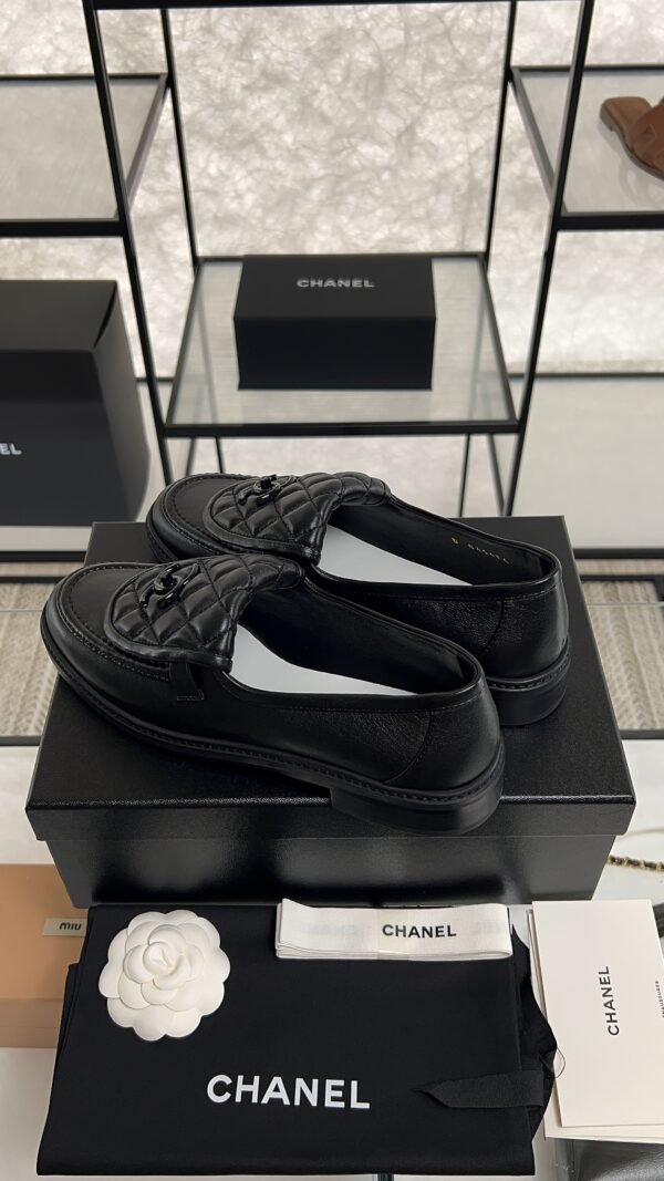 Chanel Lambskin Quilted CC Turnlock Loafers Black
