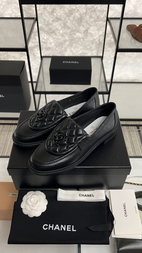 Chanel Lambskin Quilted CC Turnlock Loafers Black