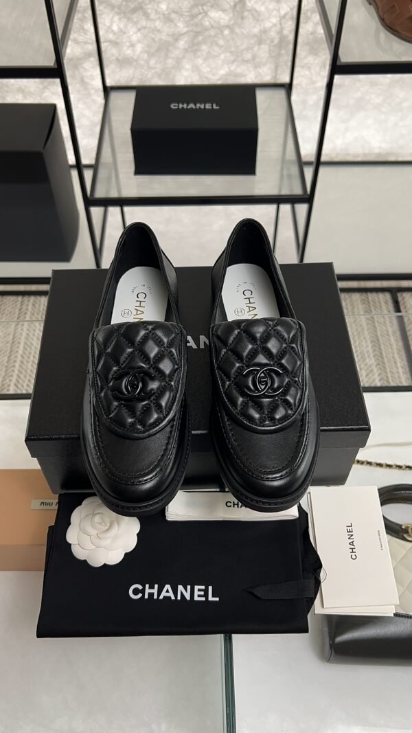 Chanel Lambskin Quilted CC Turnlock Loafers Black