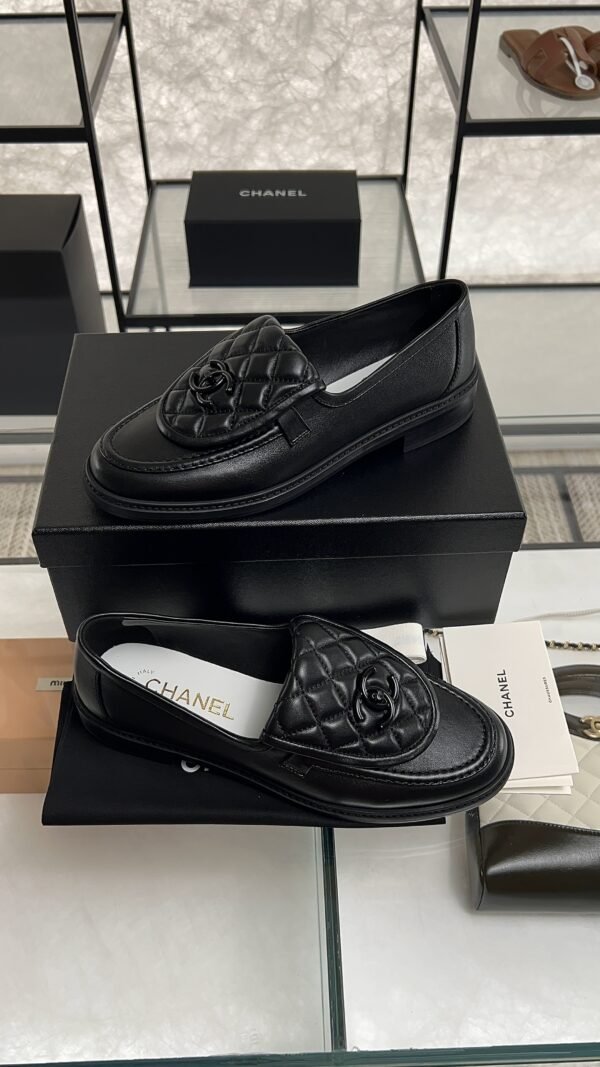 Chanel Lambskin Quilted CC Turnlock Loafers Black