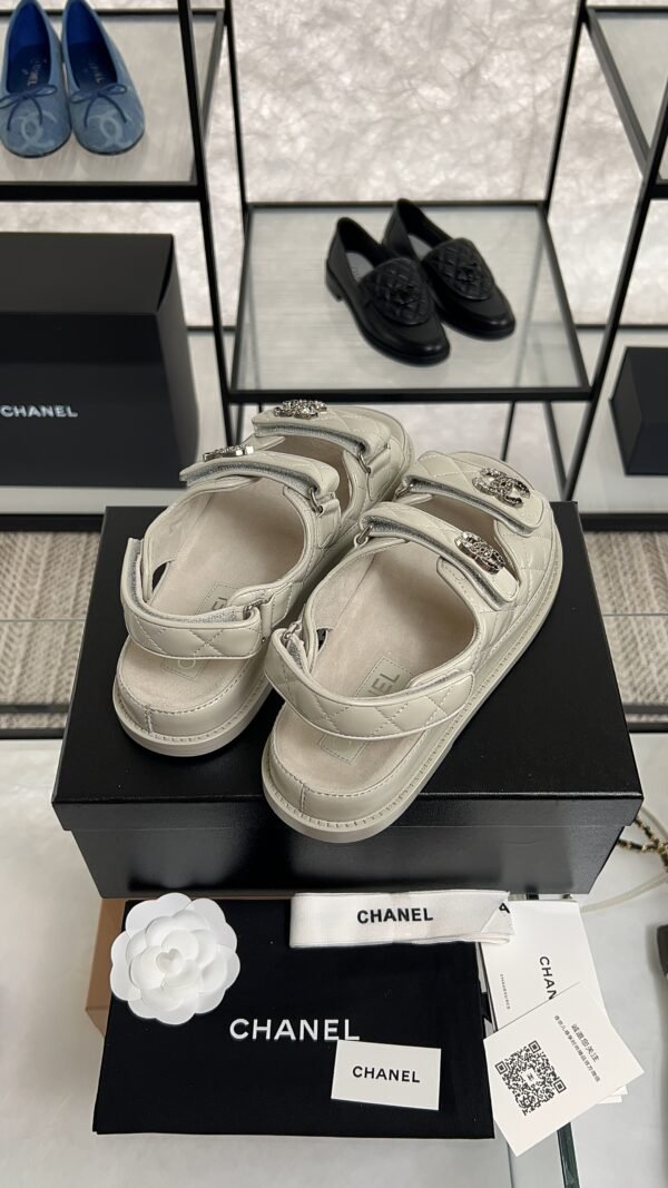 Chanel Dad Sandals Diamond CC logo Grey