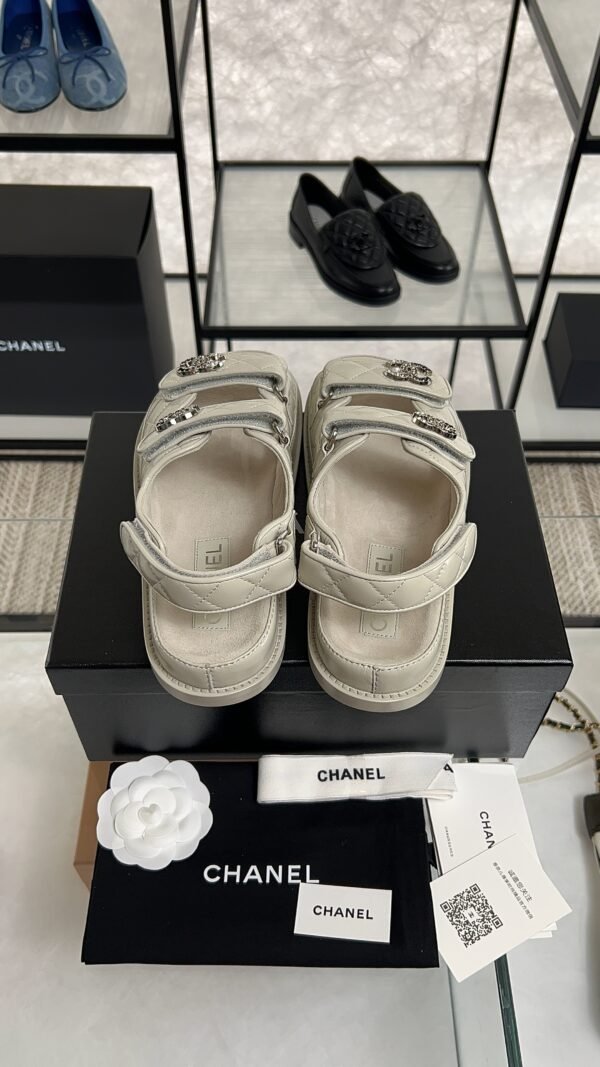 Chanel Dad Sandals Diamond CC logo Grey