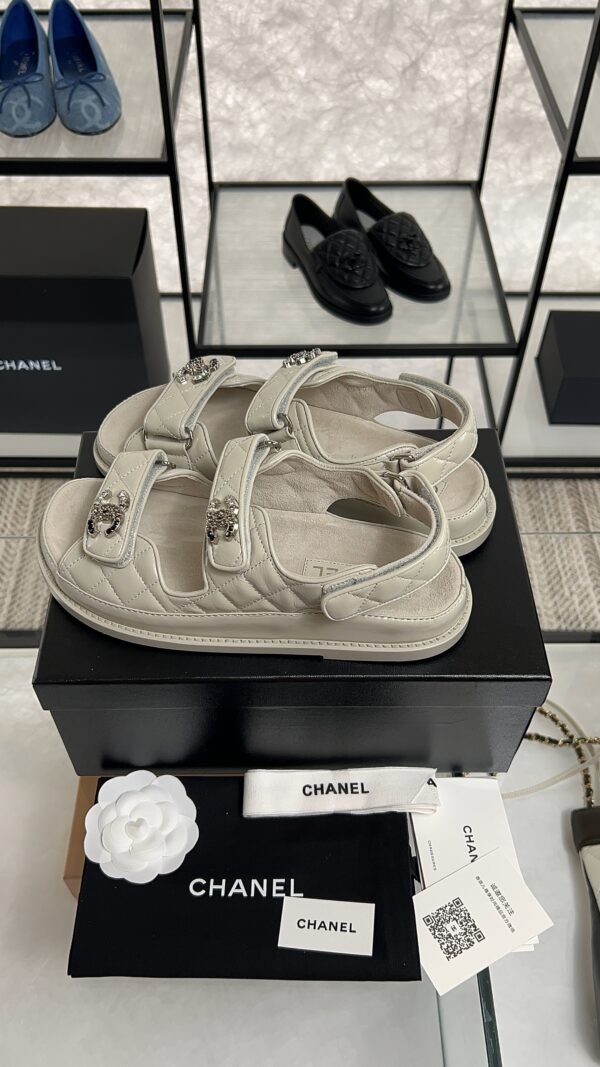 Chanel Dad Sandals Diamond CC logo Grey