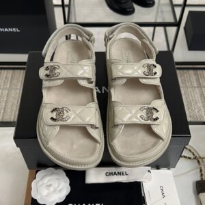 Chanel Dad Sandals Diamond CC logo Grey