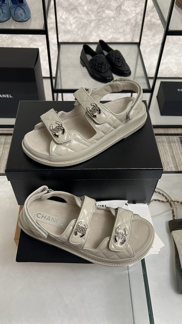 Chanel Dad Sandals Diamond CC logo Grey