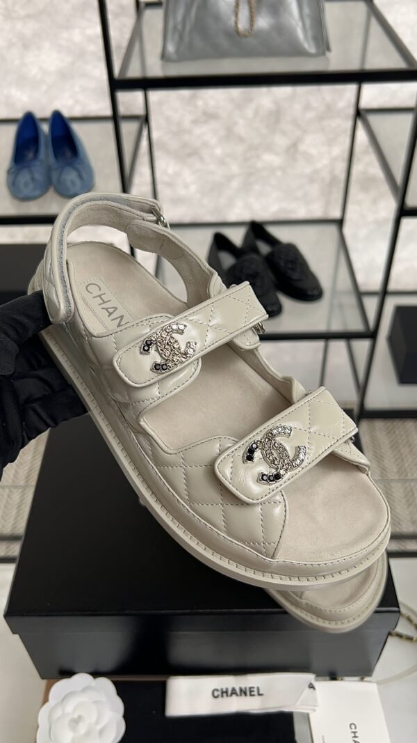 Chanel Dad Sandals Diamond CC logo Grey