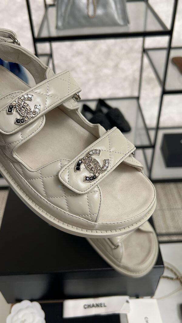 Chanel Dad Sandals Diamond CC logo Grey