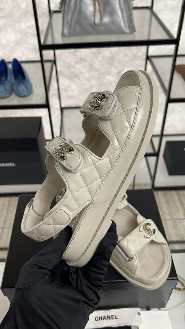 Chanel Dad Sandals Diamond CC logo Grey