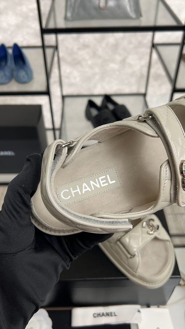 Chanel Dad Sandals Diamond CC logo Grey