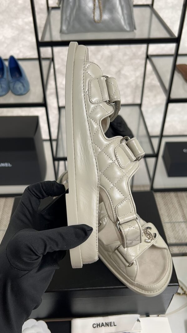 Chanel Dad Sandals Diamond CC logo Grey