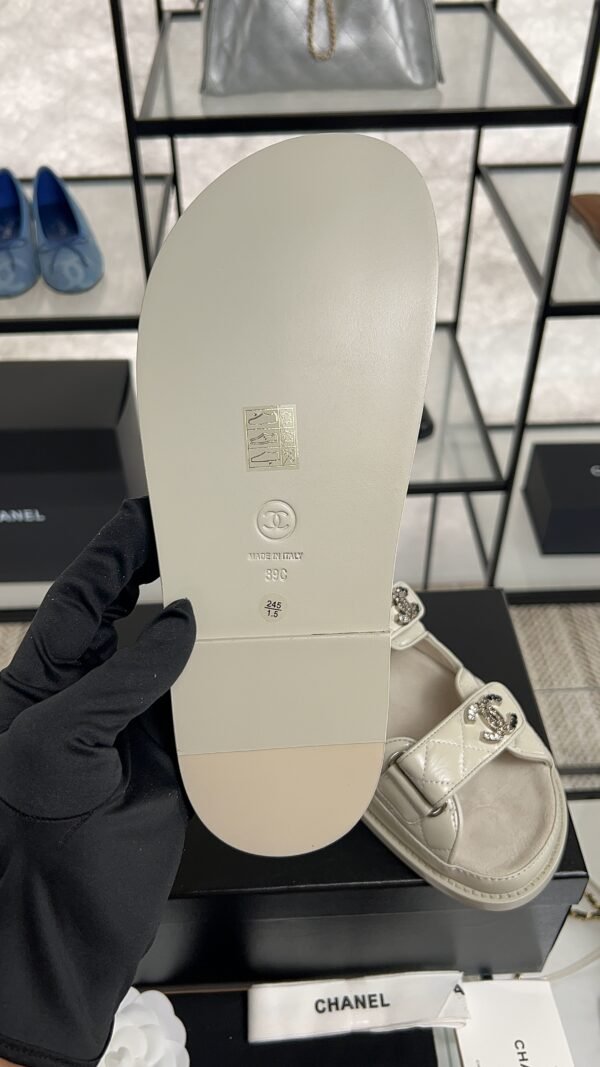Chanel Dad Sandals Diamond CC logo Grey