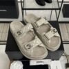 Chanel Dad Sandals Diamond CC logo Grey slippers