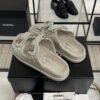 Chanel Dad Sandals Diamond CC logo Grey slippers