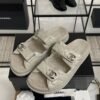 Chanel Dad Sandals Diamond CC logo Grey slippers