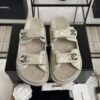 Chanel Dad Sandals Diamond CC logo Grey slippers