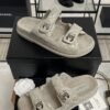 Chanel Dad Sandals Diamond CC logo Grey slippers