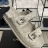 Chanel Dad Sandals Diamond CC logo Grey slippers