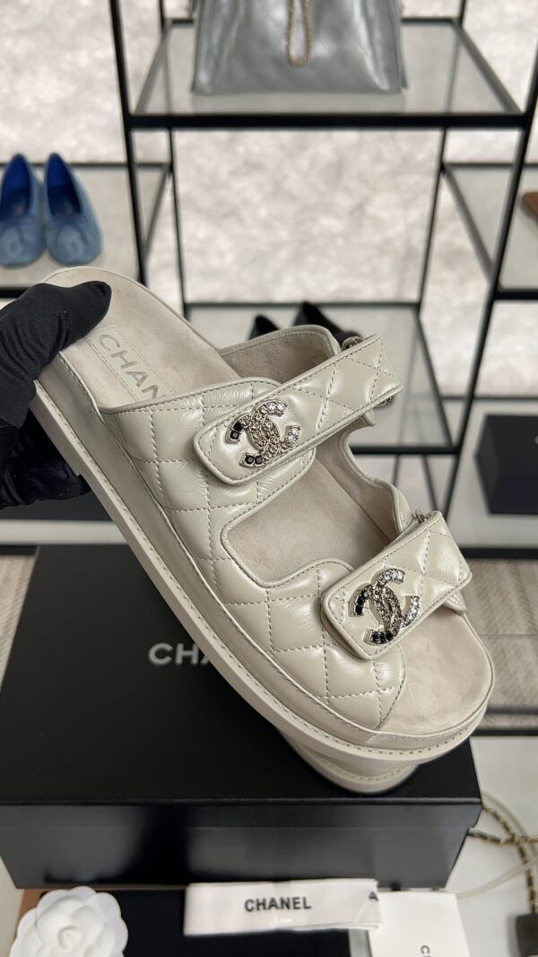Chanel Dad Sandals Diamond CC logo Grey slippers