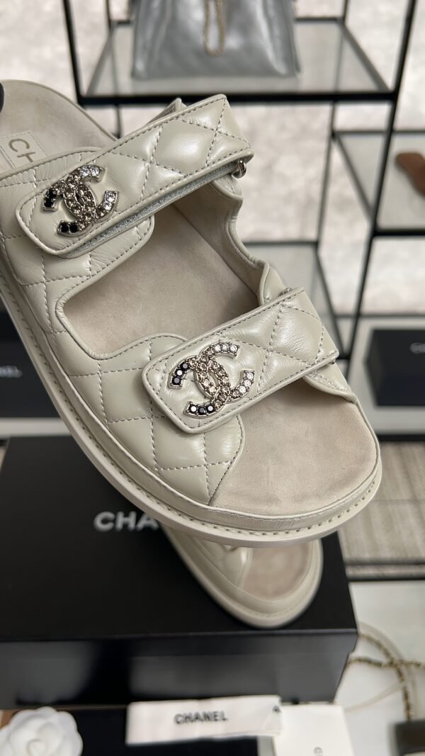 Chanel Dad Sandals Diamond CC logo Grey slippers