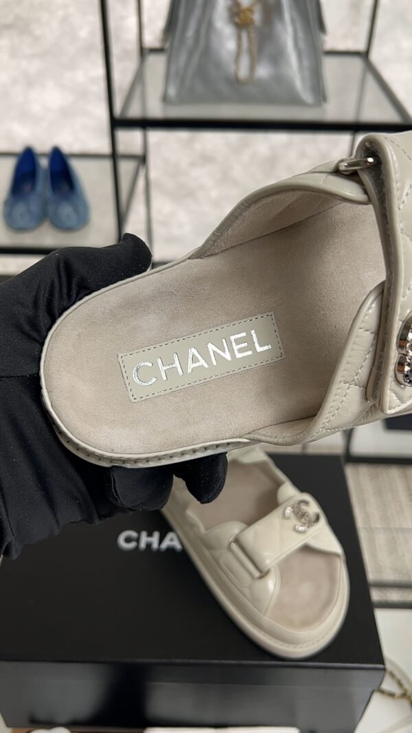 Chanel Dad Sandals Diamond CC logo Grey slippers