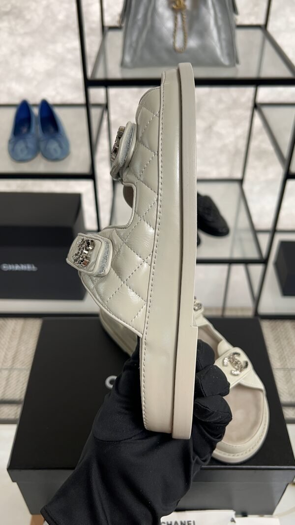 Chanel Dad Sandals Diamond CC logo Grey slippers