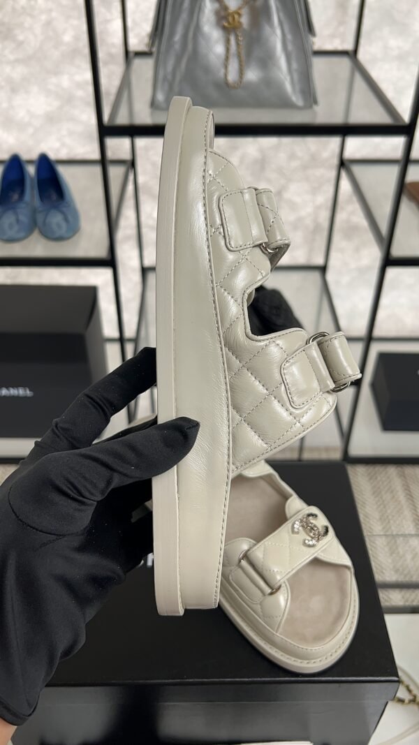 Chanel Dad Sandals Diamond CC logo Grey slippers