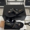 Chanel 25S Chain-Strap Sandals Black