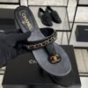Chanel 25S Chain-Strap Sandals Black