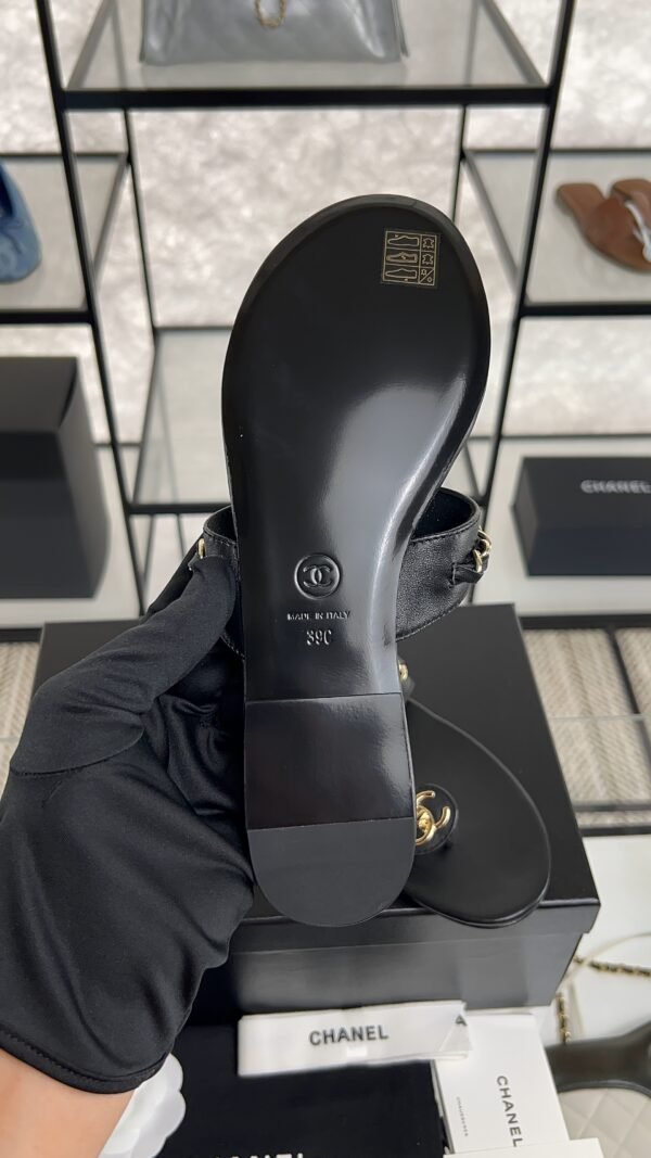 Chanel 25S Chain-Strap Sandals Black