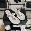 Chanel 25S Chain-Strap Sandals White