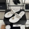 Chanel 25S Chain-Strap Sandals White