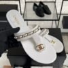 Chanel 25S Chain-Strap Sandals White
