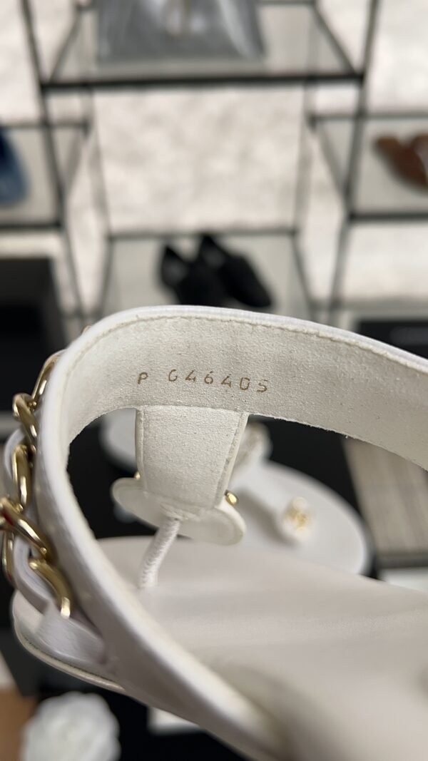 Chanel 25S Chain-Strap Sandals White