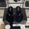 Chanel CC Black Velvet Crystal Thong Sandals