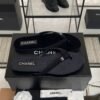 Chanel CC Black Velvet Crystal Thong Sandals