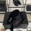 Chanel CC Black Velvet Crystal Thong Sandals