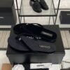 Chanel CC Black Velvet Crystal Thong Sandals