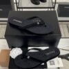 Chanel CC Black Velvet Crystal Thong Sandals