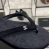 Chanel CC Black Velvet Crystal Thong Sandals