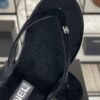 Chanel CC Black Velvet Crystal Thong Sandals