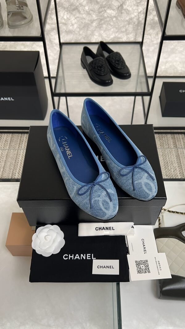 Chanel Denim Printed Ballerina Flats