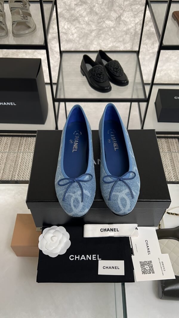 Chanel Denim Printed Ballerina Flats
