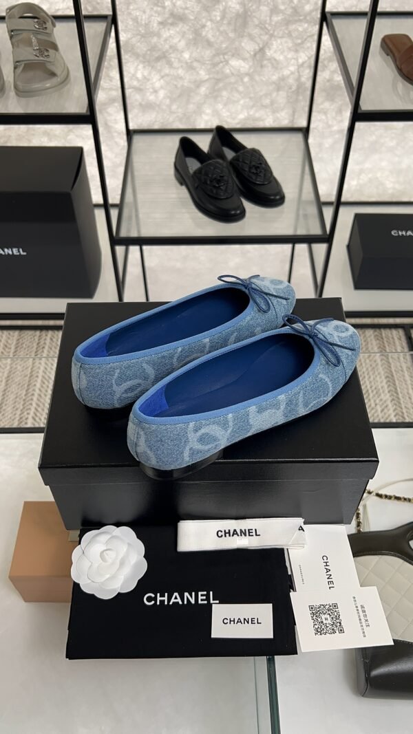 Chanel Denim Printed Ballerina Flats