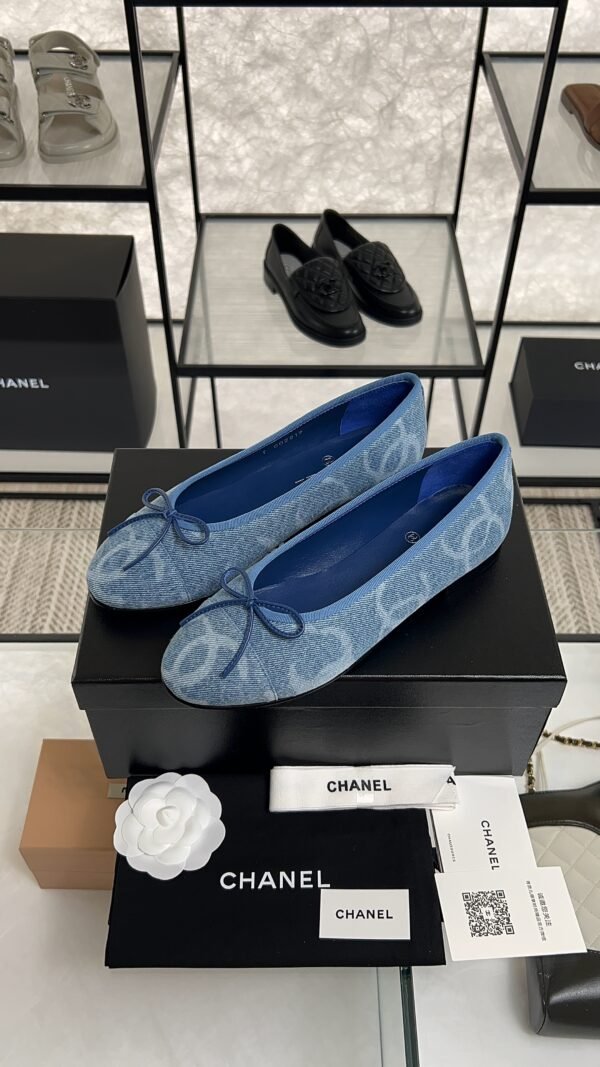 Chanel Denim Printed Ballerina Flats