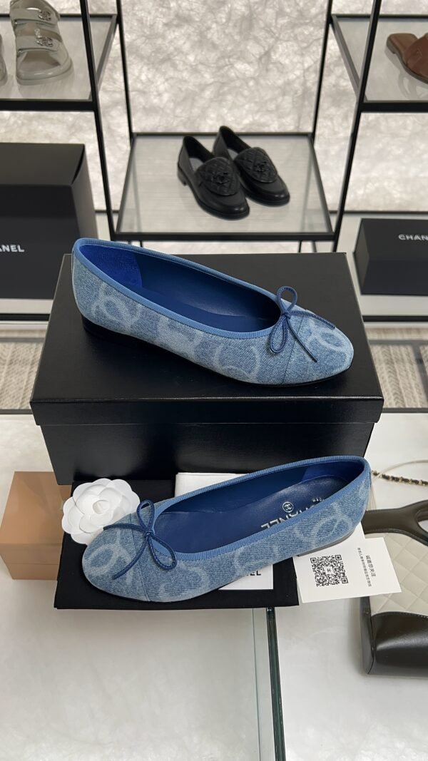 Chanel Denim Printed Ballerina Flats