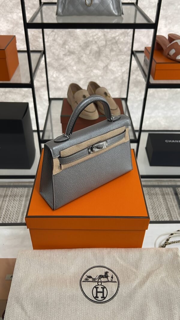 Hermes Mini Kelly II Gris Argente