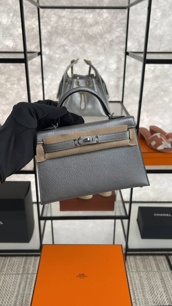 Hermes Mini Kelly II Gris Argente