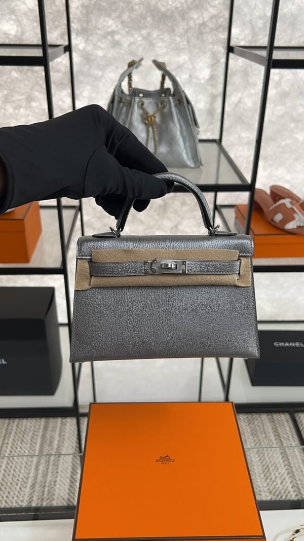 Hermes Mini Kelly II Gris Argente
