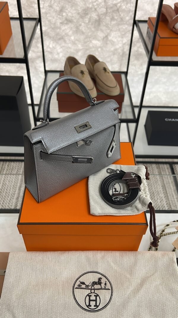 Hermes Mini Kelly II Gris Argente